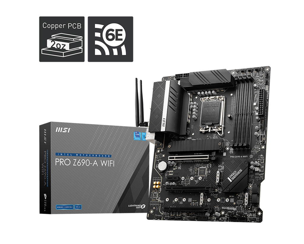 Материнская плата PRO Z690-A WIFI DDR4 MSI Soc-1700 Intel Z690 4xDDR4 ATX AC`97 8ch(7.1) 2.5Gg RAID+HDMI+DP