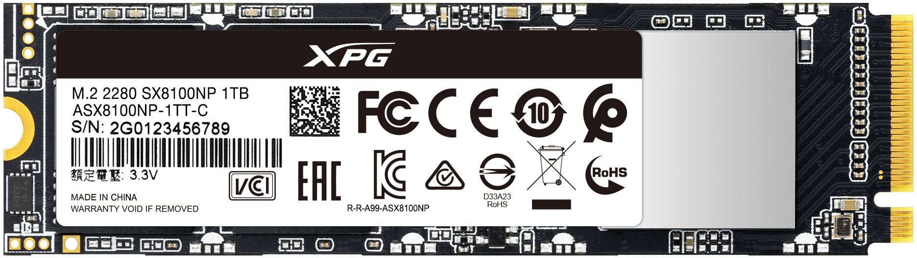 Твердотельный накопитель A-Data 1000 ГБ M.2 накопитель XPG SX8100 [ASX8100NP-1TT-C]