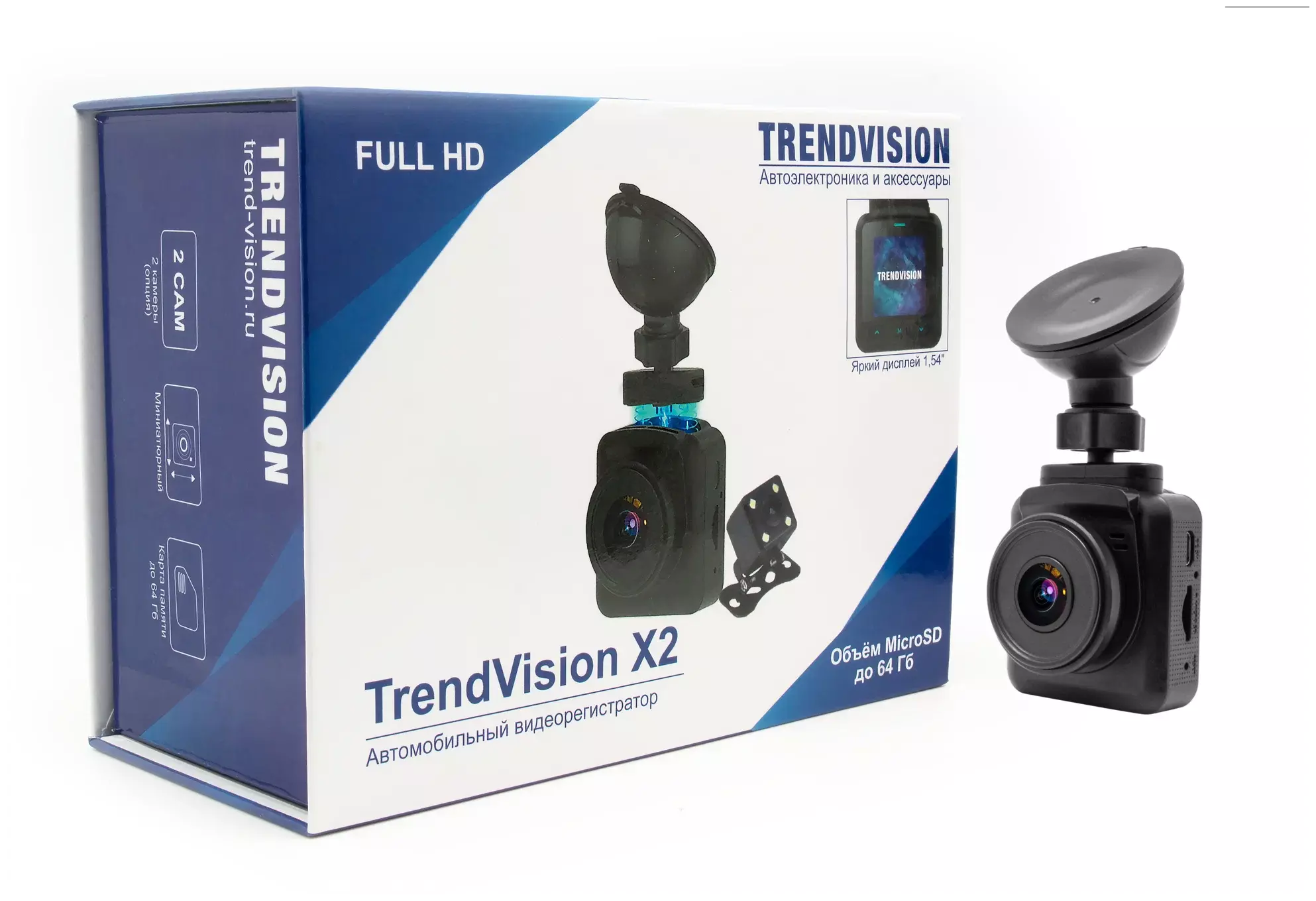 Видеорегистратор TrendVision X2 Dual черный 1.54Mpix 1080x1920 1080p 170гр. JL5601