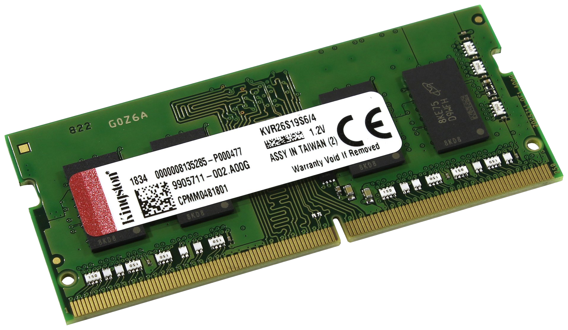 Оперативная память Kingston ValueRAM 4GB DDR4 2666MHz SODIMM 260pin CL19 KVR26S19S6/4