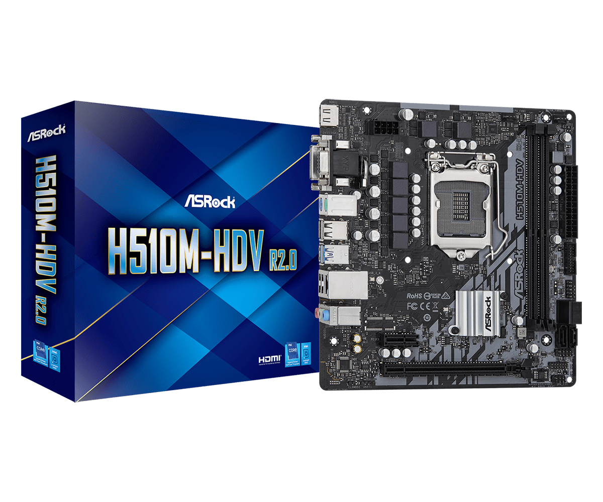 Материнская плата Asrock H510M-HDV R2.0 Soc-1200 Intel H510 2xDDR4 mATX