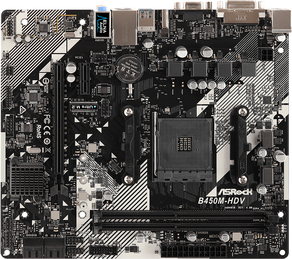 Материнская плата AMD B450 SAM4 MATX B450M-HDV R4.0 ASROCK