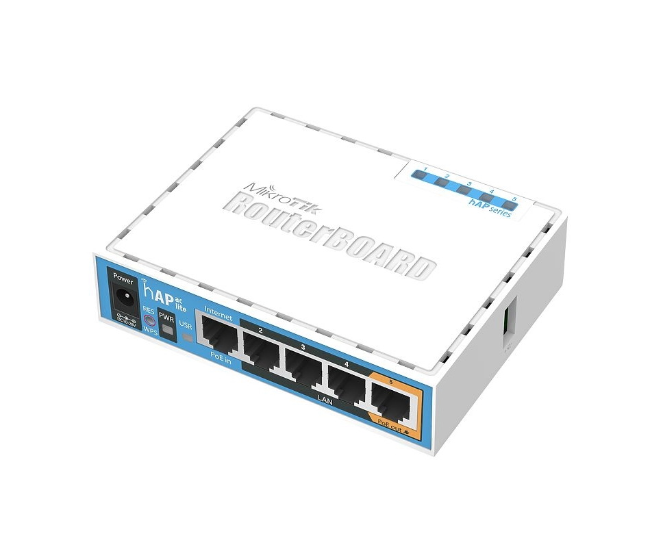 Wi-Fi роутер MikroTik hAP AC lite, белый / синий, RB952UI-5AC2ND