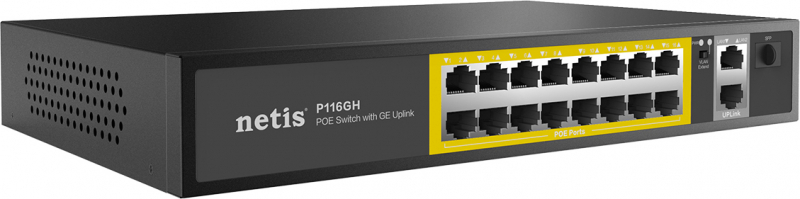 Коммутатор 16PORT 10/100M 16POE+2XGE+SFP P116GH NETIS