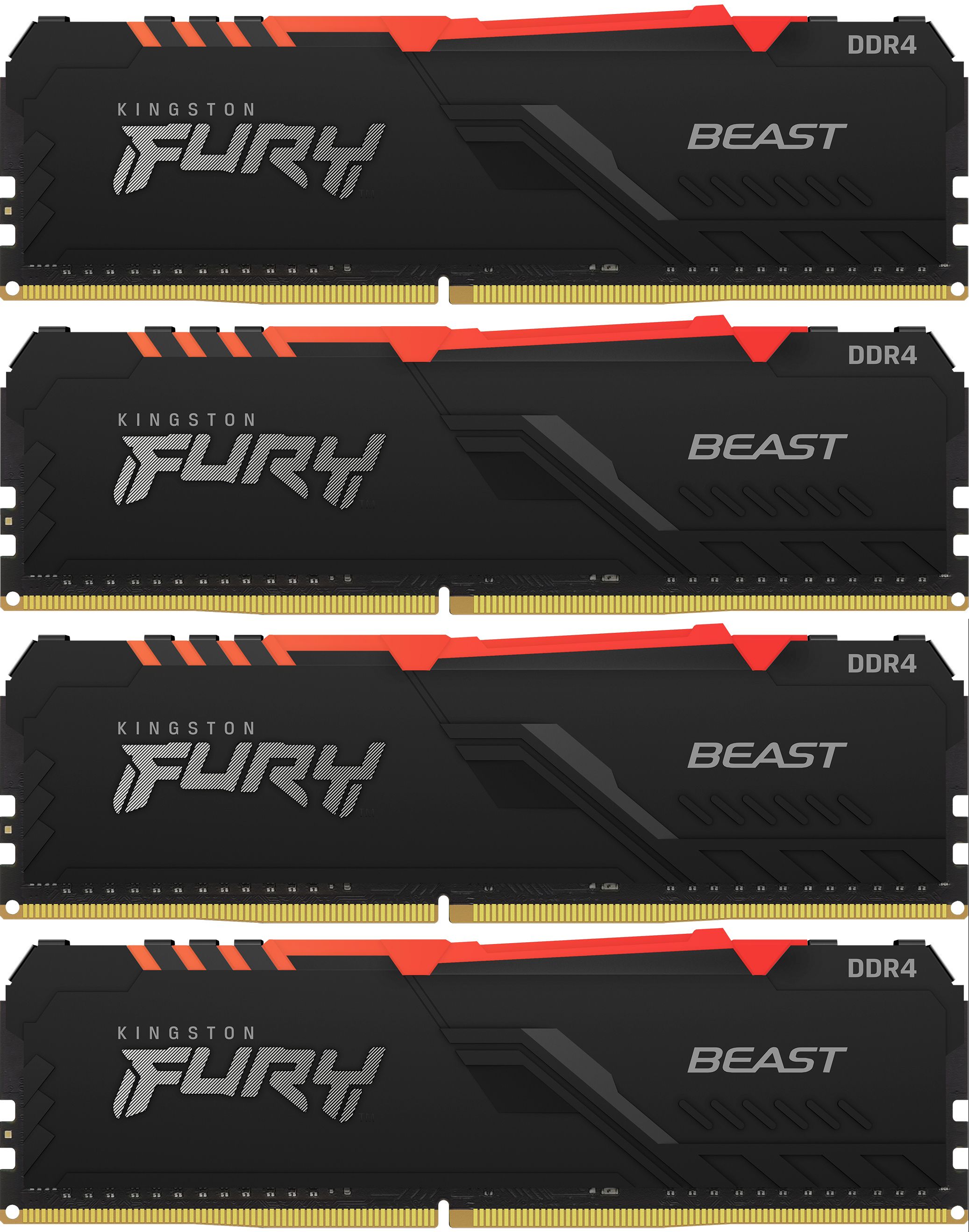Оперативная память 64Gb DDR4 3200MHz Kingston Fury Beast RGB (KF432C16BB1AK4/64) (4x16Gb KIT)