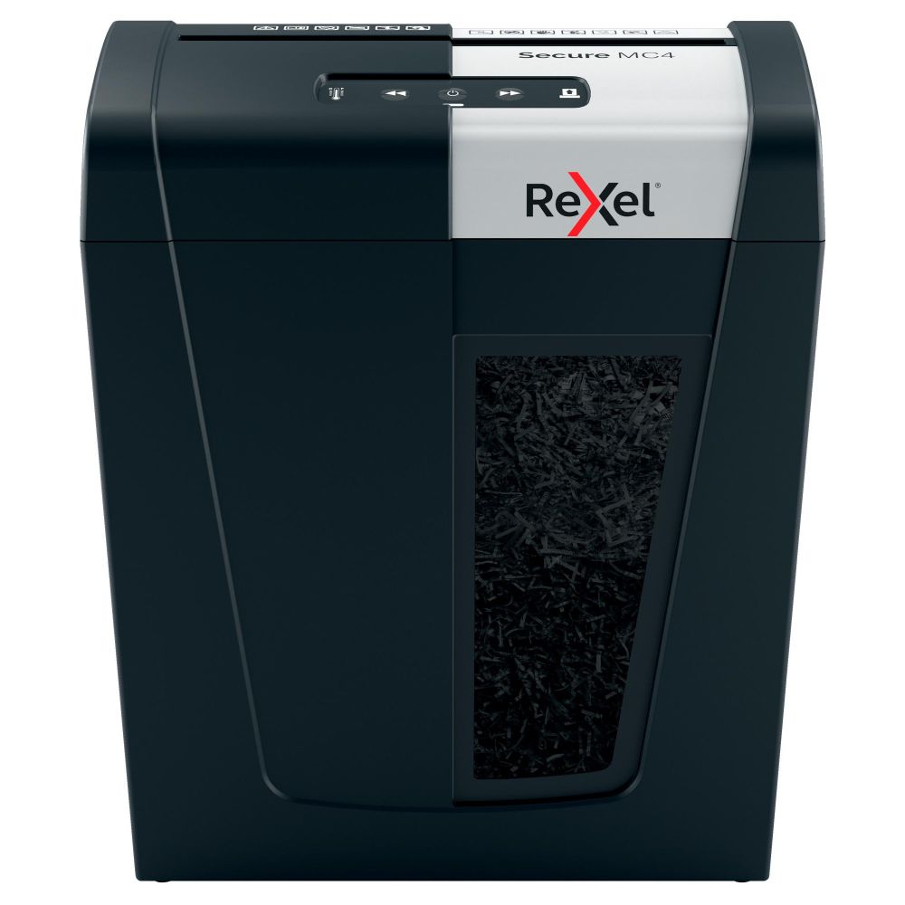 Шредер Rexel Secure MC4 EU черный (секр.P-5) фрагменты 4лист. 14лтр. скрепки скобы
