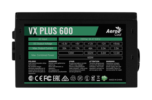 Блок питания AeroCool VX Plus 600W