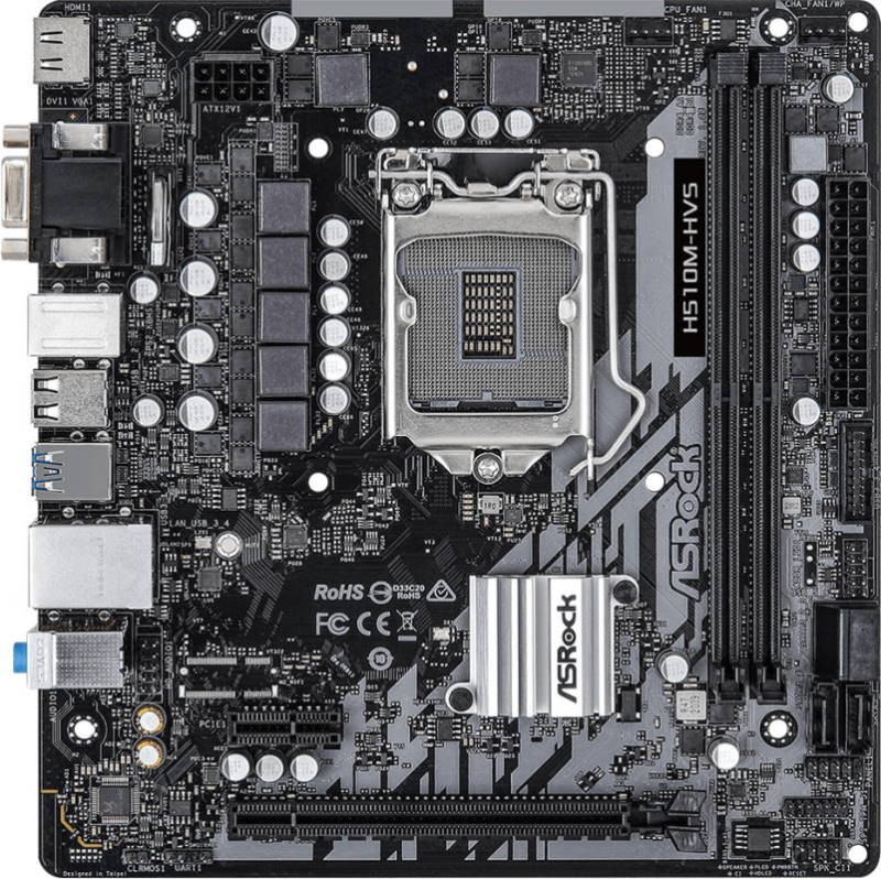 Материнская плата Asrock H510M-HVS R2.0 Soc-1200 Intel H510 2xDDR4 mATX
