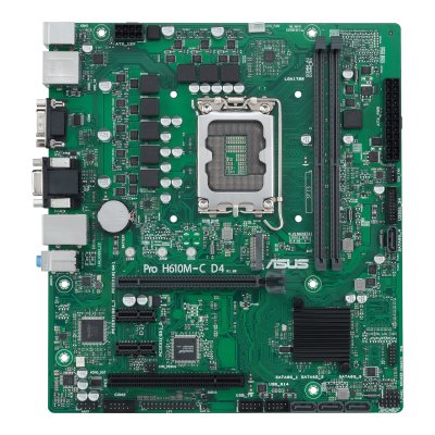 Материнская плата ASUS PRO H610M-C D4-CSM, LGA1700, B610, 2*DDR4, DP, D-Sub, HDMIx1, SATA3 + RAID, Audio, Gb LAN, USB 3.2*6, USB 2.0*6, COM port, mATX; 90MB1A30-M0EAYC