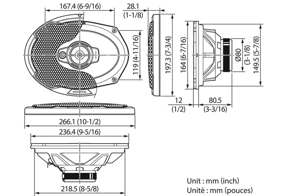 Колонки автомобильные Kenwood KFC-PS6976 550Вт 88дБ 4Ом 16x23см (6x9дюйм) (ком.:2кол.)
