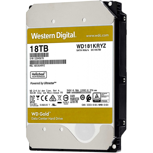 Жесткий диск WD Original SATA-III 18Tb WD181KRYZ Gold (7200rpm) 512Mb 3.5"