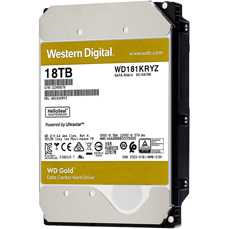 Жесткий диск WD Original SATA-III 18Tb WD181KRYZ Gold (7200rpm) 512Mb 3.5"