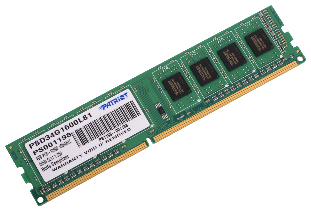 Оперативная память DIMM 4 Гб DDR3 1600 МГц Patriot (PSD34G1600L81) PC-12800