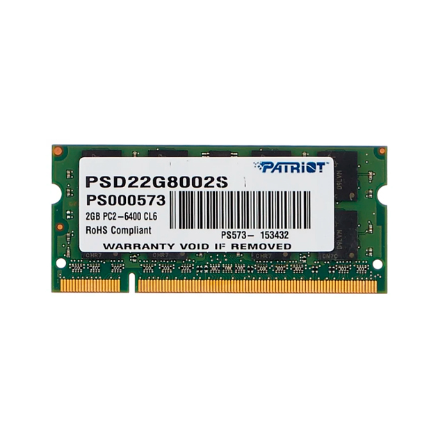 Оперативная память SO-DIMM 2 Гб DDR2 800 МГц Patriot (PSD22G8002S) PC-6400
