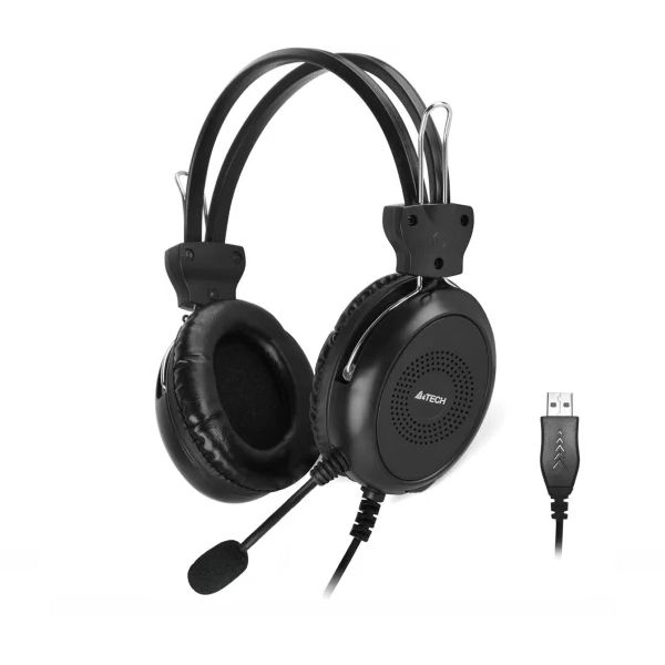 Наушники A4Tech HU-30  [охватывающие, закрытые, 20-22000 Гц, микр., рег. громкости, каб. 2м, разъем USB]