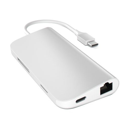 USB адаптер Satechi Aluminum Multi-Port Adapter 4K with Ethernet серебряный.