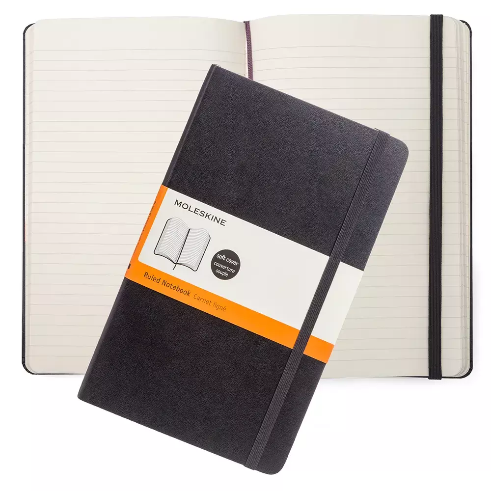 Блокнот Moleskine CLASSIC SOFT QP616 Large 130х210мм 192стр. линейка мягкая обложка черный