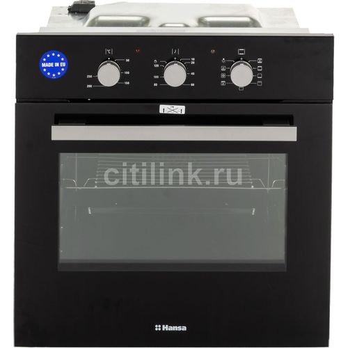 Электрический духовой шкаф Hansa BOES68161 [62 л, эм. легкой оч., гриль, конв., ст.-3, черный]