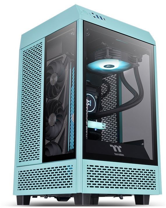 Корпус Thermaltake The Tower 100 Turquoise бирюзовый без БП miniITX
