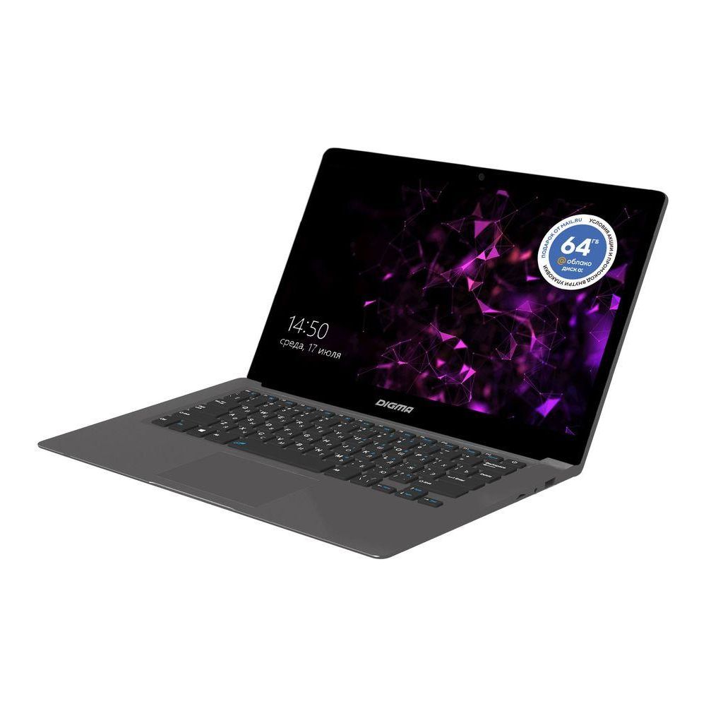 Ноутбук Digma EVE 14 C414 Celeron N4020 4Gb 64Gb 14.1" IPS FHD Windows 10 Home grey