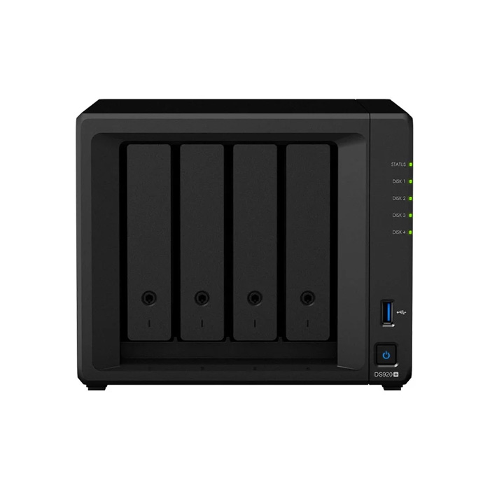 Сетевое хранилище Synology DS920+ C2GhzCPU/4Gb(upto8)/RAID0,1,10,5,6/up to 4hot pl