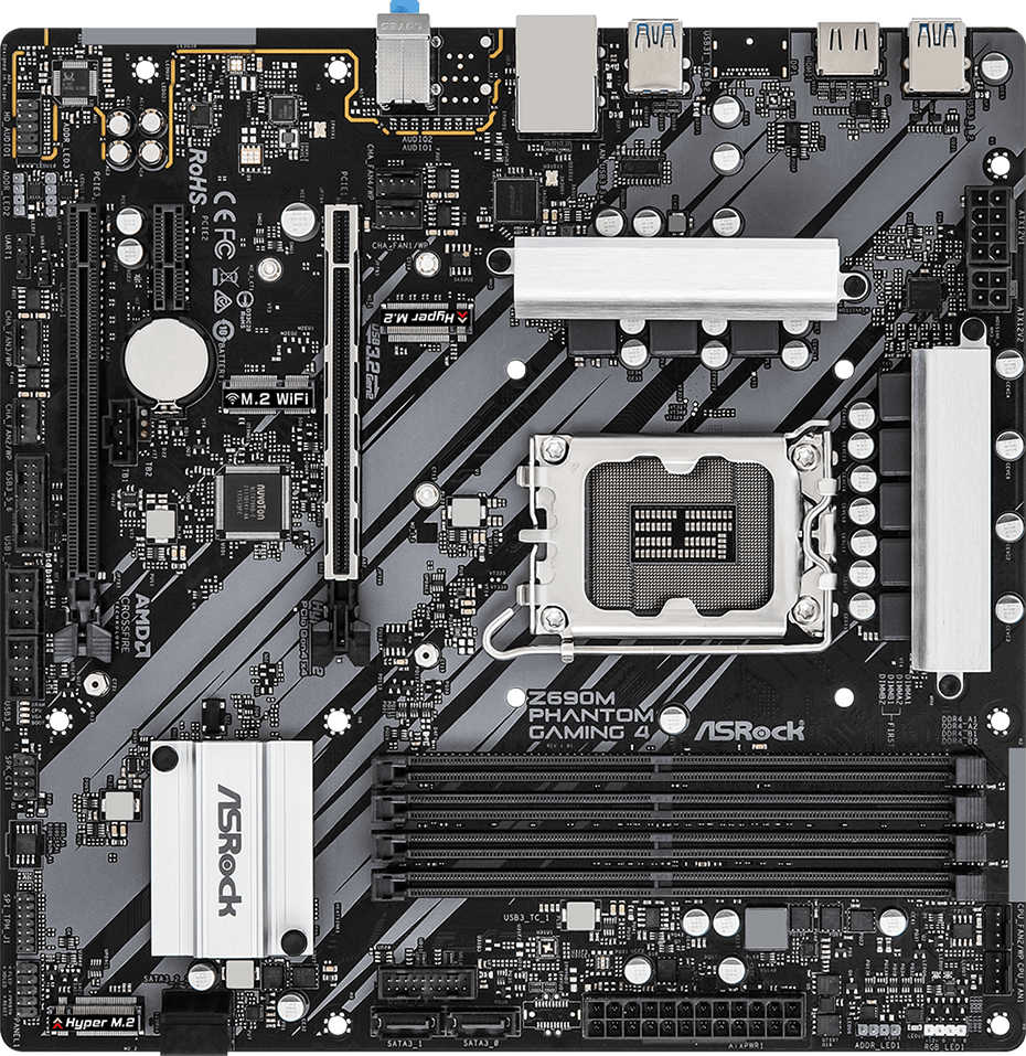 Материнская плата Asrock Z690M PHANTOM GAMING 4 Soc-1700 Intel Z690 4xDDR4 mATX