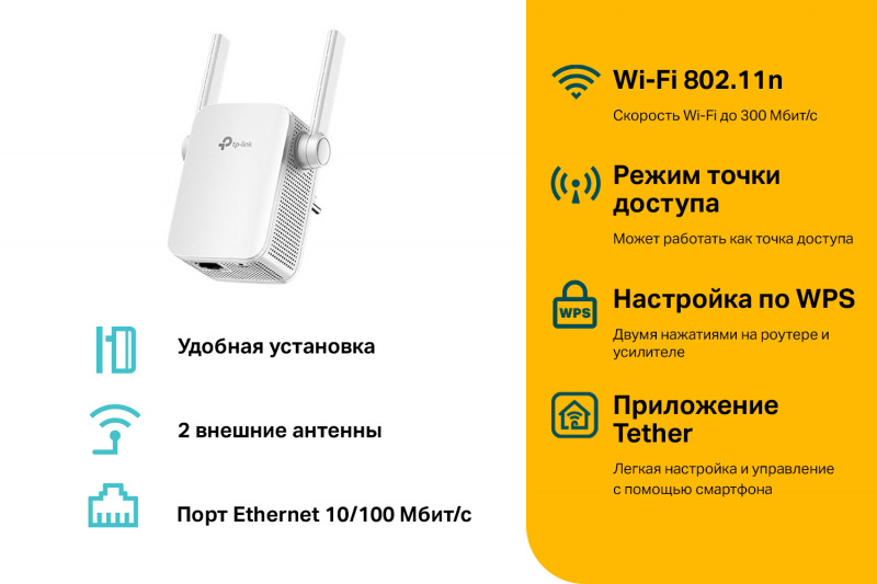 Повторитель беспроводного сигнала TP-LINK TL-WA855RE, белый V5