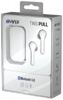 Наушники Hiper TWS PULL White Bluetooth 5.0 гарнитура Li-Pol 2x40mAh+400mAh, белый