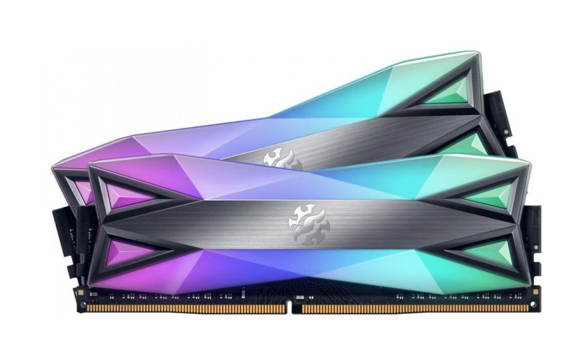 Модуль памяти 16GB ADATA DDR4 3200 DIMM XPG SPECTRIX D60G RGB Grey Gaming Memory AX4U32008G16A-DT60 Non-ECC, CL16, 1.35V, Heat Shield, Kit (2x8GB), RTL