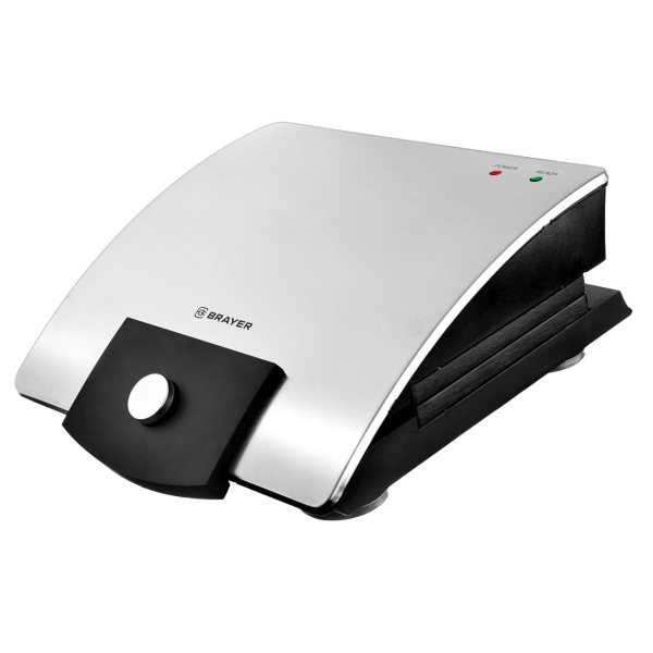 Вафельница Brayer BR2300 [750 Вт, бельгийские вафли, 2 шт, антипригарное покрытие, корпус - пластик, металл, серебристый, черный]