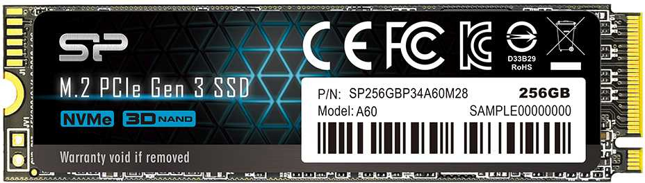 Накопитель SSD Silicon Power PCI-E x4 256Gb SP256GBP34A60M28 M-Series M.2 2280