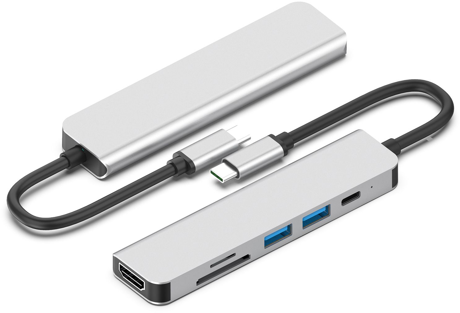 Адаптер Type-CM-->HDMI 4K*30Hz+2*USB3.0+TF+SD+PD AlumiShell, VCOM <CU4371>