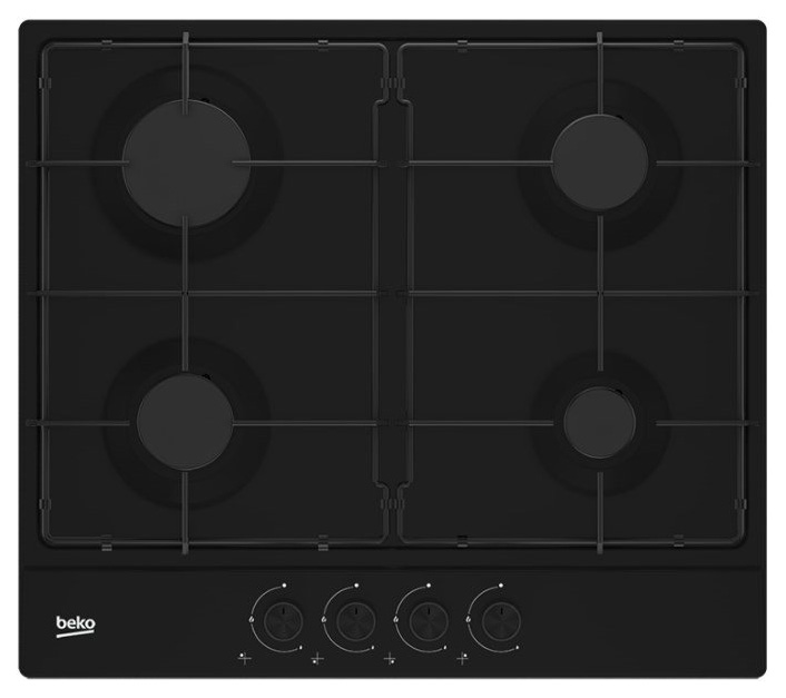 Газовая варочная поверхность Beko HIAG64223B [нержавеющая сталь, конфорок - 4, электроподжиг, решетки - эмалированная сталь, черный]