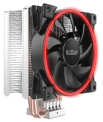Кулер PCCooler GI-X3R V2 S775/115X/20XX/AM2/AM3/AM4 (24 шт/кор, TDP 125W, вент-р 120мм с PWM, 3 тепловые трубки 6мм, красная LED подсветка, 1000-1800RPM, 26.5dBa)