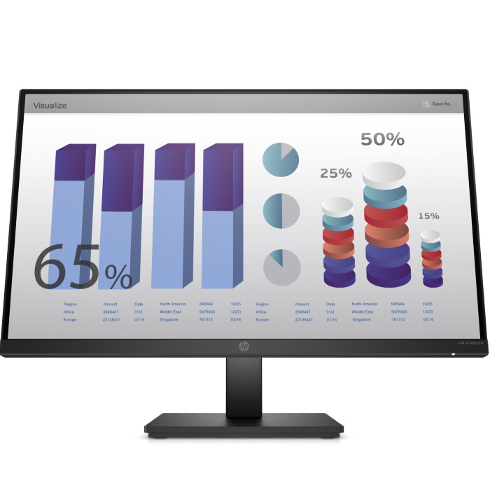 Монитор HP P24q G4 QHD Monitor 23,8", IPS, QHD, 2560x1440,250 cd/m2, 1000:1, 5mc,  3y, HDMI, VGA