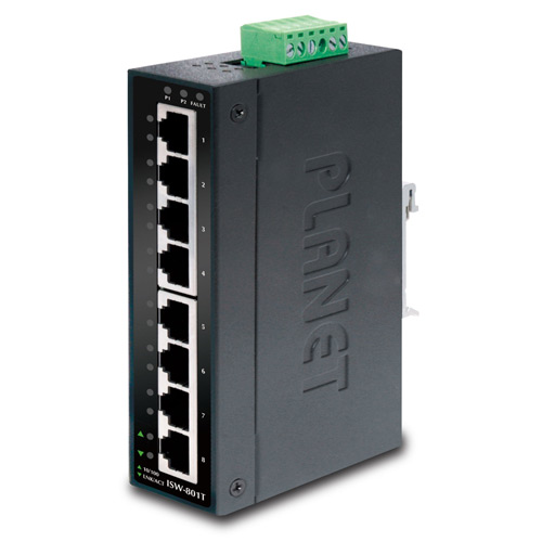 ISW-801T коммутатор для монтажа в DIN рейку IP30 Slim Type 8-Port  (-40 to 75 degree C)