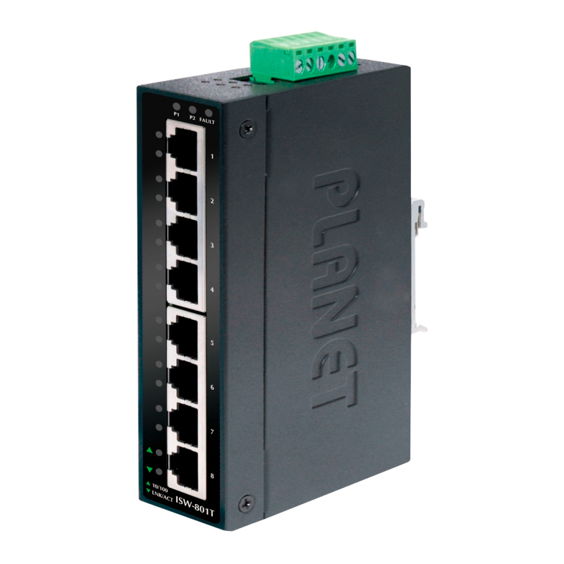 ISW-801T коммутатор для монтажа в DIN рейку IP30 Slim Type 8-Port  (-40 to 75 degree C)