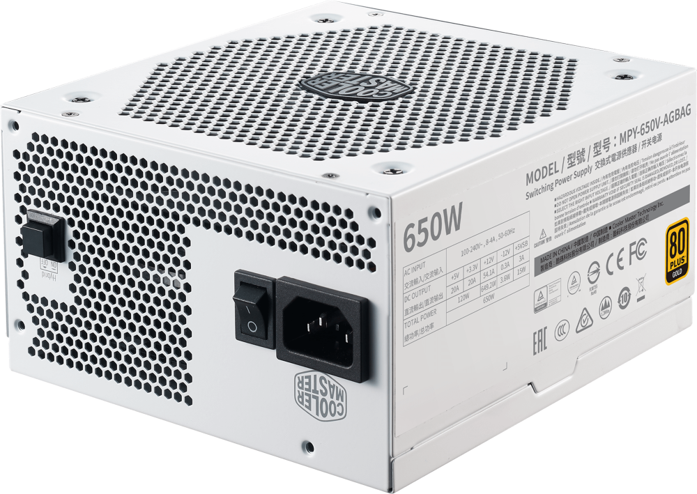 Power Supply Cooler Master V650 Gold-V2 White Edition, 650W, ATX, 135mm, 24pin, 12xSATA, 4xPCI-E(6+2), APFC, Full Modular, 80+ Gold