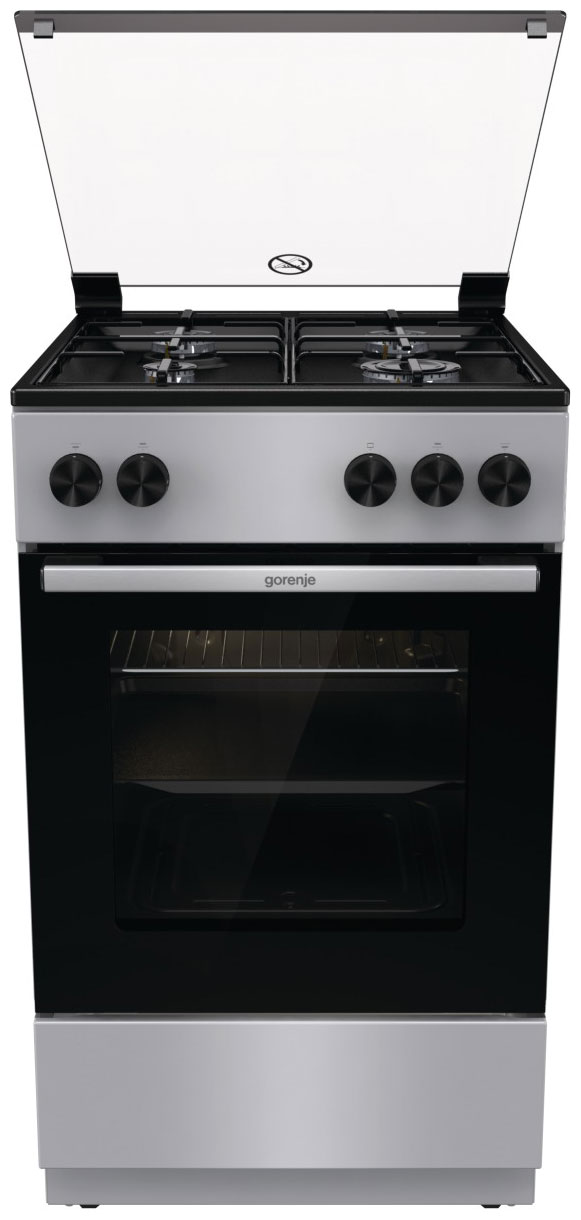 Плита Газовая Gorenje GG5A11SJ серебристый (стеклянная крышка) реш.сталь