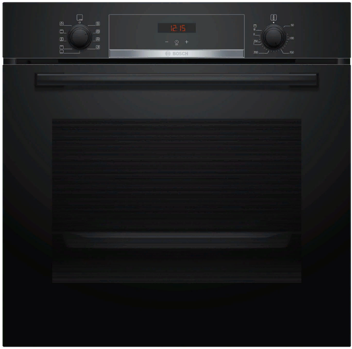 Электрический духовой шкаф Bosch Serie 4 HBA534EB0 [71 л, каталит., гриль, конв., сенсор, утапл. ручки, дисплей, черный, серебристый]