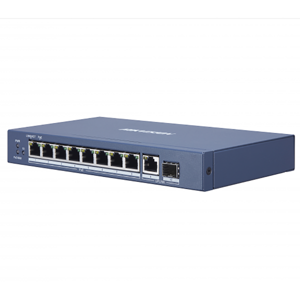 Коммутатор Hikvision DS-3E0510P-E/M 9G 1SFP 8PoE 58W неуправляемый