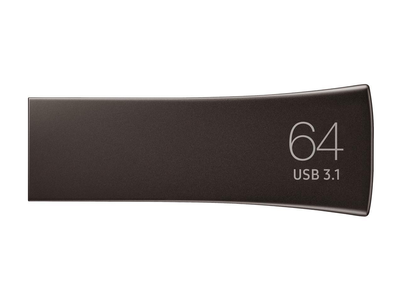 Внешний накопитель 64GB Samsung BAR Plus USB Flash MUF-64BE4 USB 3.1,300MB/s, Dark Grey, RTL (MUF-64BE4/AM) (265889) {200}