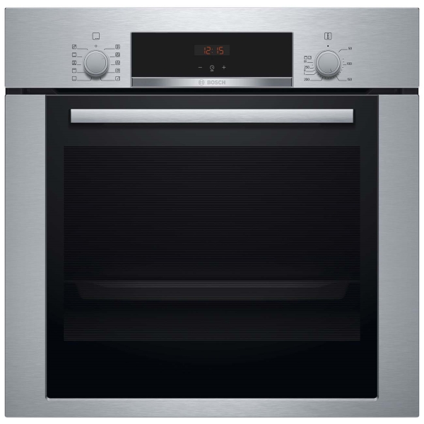 Электрический духовой шкаф Bosch Serie 4 HBF354ES0R [66 л, каталит., гриль, конв., сенсор, утапл. ручки, ст.-3, дисплей, серебристый]