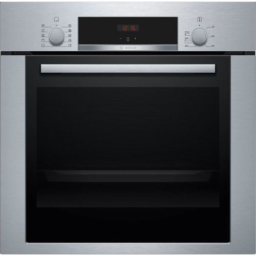 Электрический духовой шкаф Bosch Serie 4 HBF354ES0R [66 л, каталит., гриль, конв., сенсор, утапл. ручки, ст.-3, дисплей, серебристый]