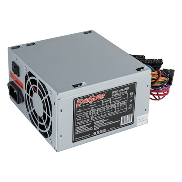 Блок питания 400W ExeGate AB400, ATX, SC, 8cm fan, 24p+4p, 3*SATA, 2*IDE, FDD