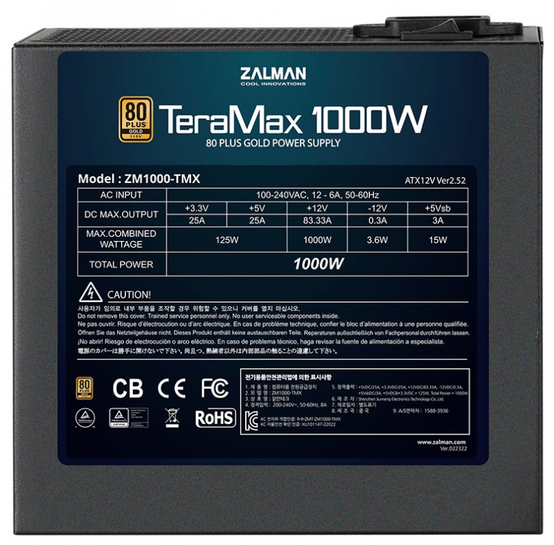 Блок питания Zalman ZM1000-TMX Gold 1000W ATX