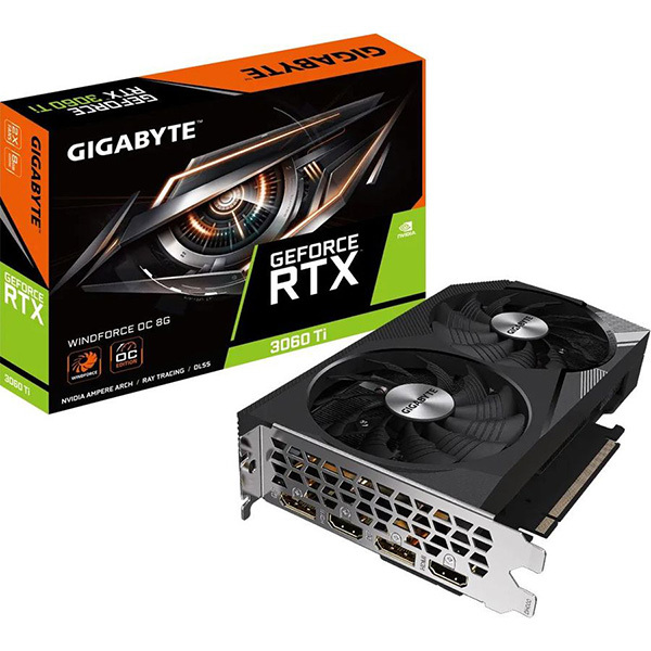 Видеокарта Gigabyte PCI-E 4.0 GV-N306TWF2OC-8GD NVIDIA GeForce RTX 3060Ti 8192Mb 256 GDDR6 1680/14000 HDMIx2 DPx2 HDCP Ret