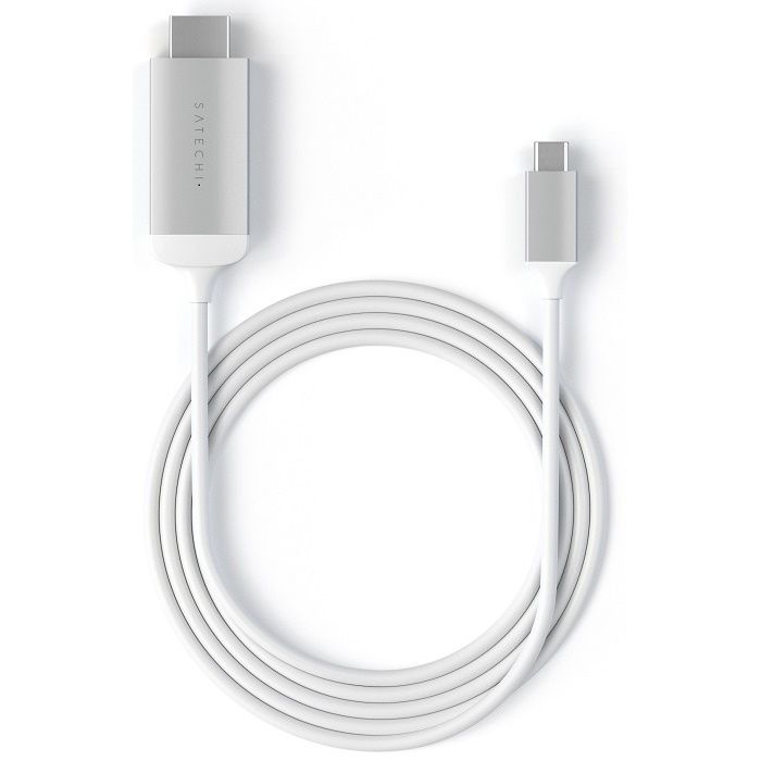 Кабель Satechi USB Type-C to HDMI 4K. Поддержка разрешения 4K. Длина 1,8 м. Цвет серебряный.