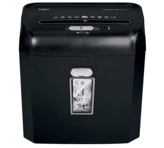 Шредер Rexel Promax QS 8/12 S EU черный (секр.Р-2) ленты 8лист. 12лтр. скрепки скобы пл.карты