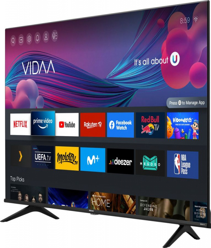 43" Телевизор Hisense 43A6BG, 4K Ultra HD, черный, SMART TV, VIDAA